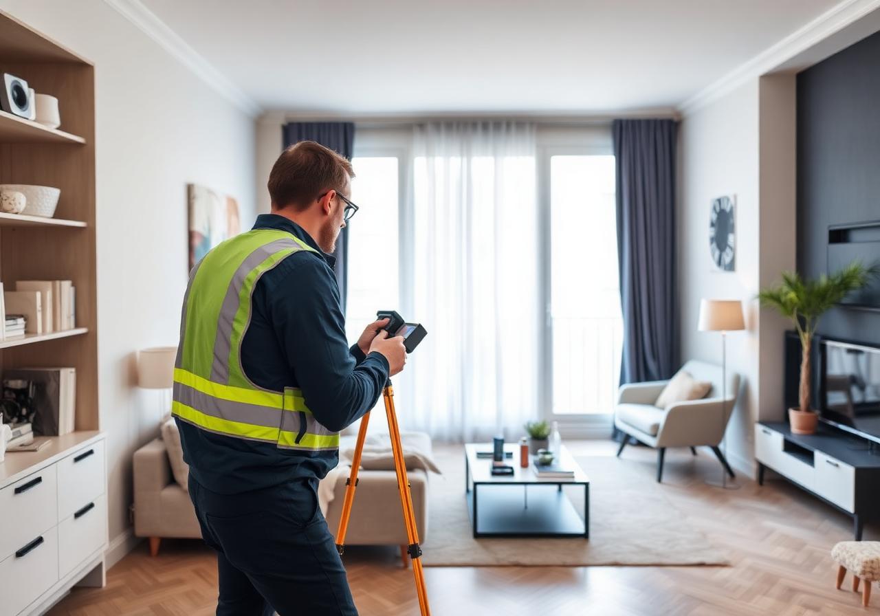 Mesurage d'un appartement loué avec télémètre laser